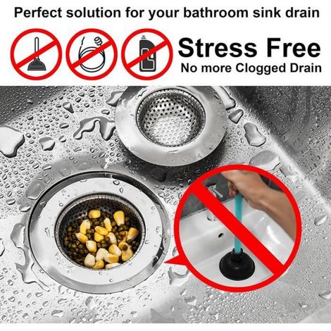 Filtre Évier - Filtre Canalisation Salle De Bain - Acier Inoxydable - Pour Lavabo Et Receveur De Douche - Diamètre 5 5 Cm - Lot De 2 (1/5)