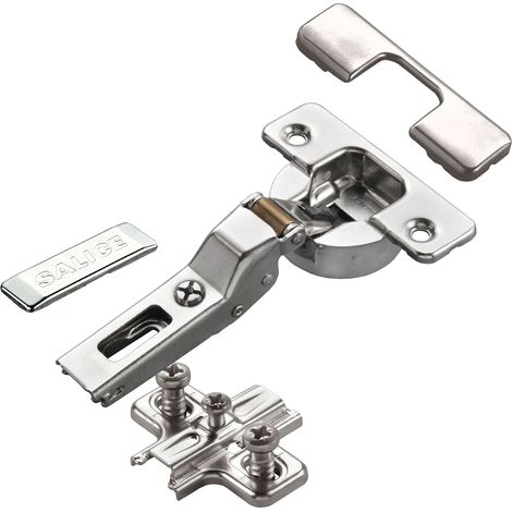 2 x Salice Topfband Serie 700 mit Dämpfer im Topf 110° Bohrbild T52 Mittelanschlag inkl. Kreuz-Montageplatte Höhe 6 mm mit Euroschrauben, Langlochverstellung, Abdeckkappen Möbelscharnier von SOTECH (1/5)
