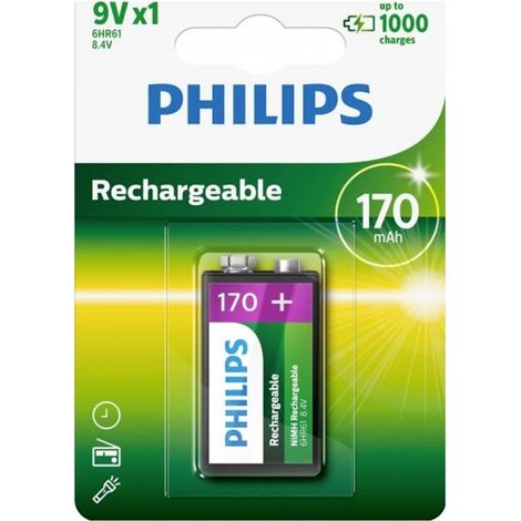 Philips HR22 Batteria ricaricabile da 9 V NiMH 170 mAh 8.4 V 1 pz.