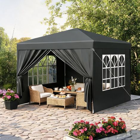 Pergola de jardin 3 x 3 m avec toit en Oxford et cadre en fer (1/5)