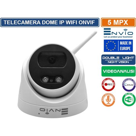 TELECAMERA DOME IP WIFI DOUBLE LIGHT 5M ONVIF H.265+ VISIONE NOTTURNA 30 METRI ANALISI VIDEO IP65 SLOT SD AUDIO BIDIREZIONALE (1/5)