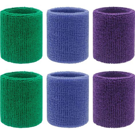 Bandeaux anti-transpiration pour poignets - Bandeaux de poignet athlétiques en coton éponge pour basketball, tennis, football, baseball (paire) (1/5)