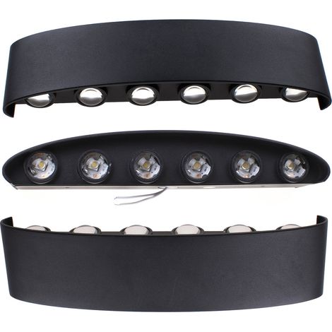 Applique Murale Moderne LED Lamp Murale Créative Éclairage Applique Murale Noir Décoration 12W Lumière Blanc Froid - 3Pcs