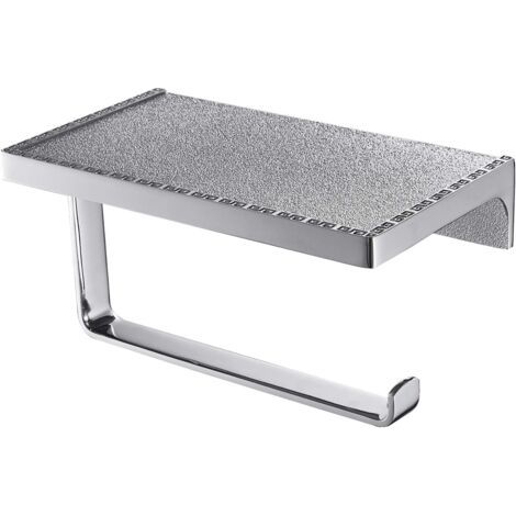 Pair Porte-Rouleau de Papier Toilette avec étagère Distributeur de mouchoirs Rangement Étagères pour téléphones Portables Accessoires de Salle de Bain muraux antidérapant Chrome givré (1/5)