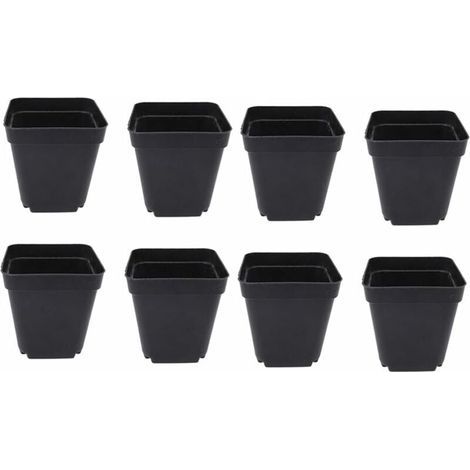 Lot de 50 seaux de semis noirs Jardinières carrées en plastique Petites jardinières d'intérieur et d'extérieur (noir/6,5 x 5 x 6,5 cm) (1/4)