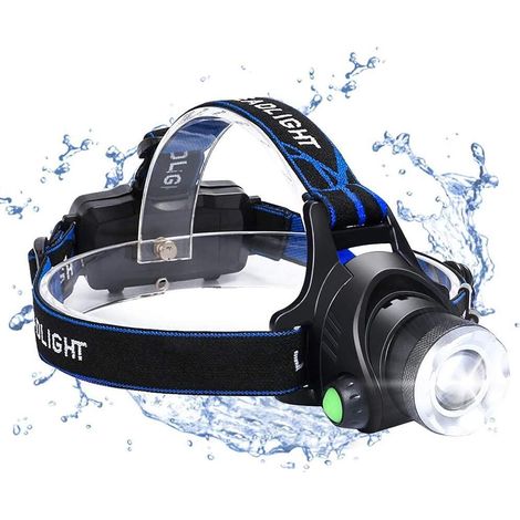 Lampe Frontale LED - 800 Lumen - Rechargeable USB - Étanche IP64 - Zoom Réglable - 3 Modes (Haute/Basse/Stroboscope) - Pour Course Pêche Camping - 1 Pièce