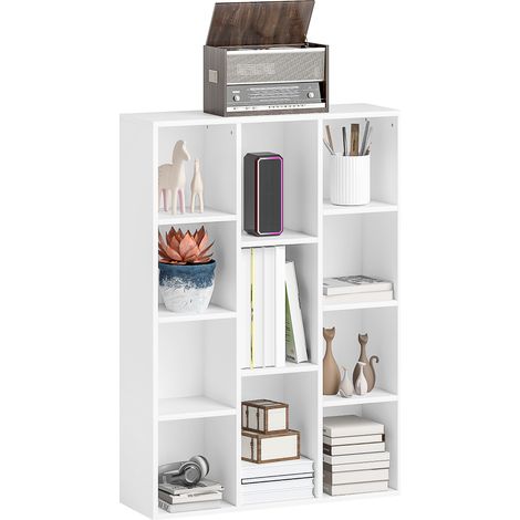 Estantería de Almacenaje con 11 Compartimentos Diseño Vertical u Horizontal para Libros Decoración 74,3x24x106 cm Blanco (1/5)