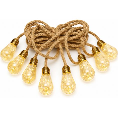 Guirlande Lumineuse Solaire 40 Ampoules Rondes, Blanc Chaud, 8 Modes, 10 m, Extérieur Étanche (1/5)