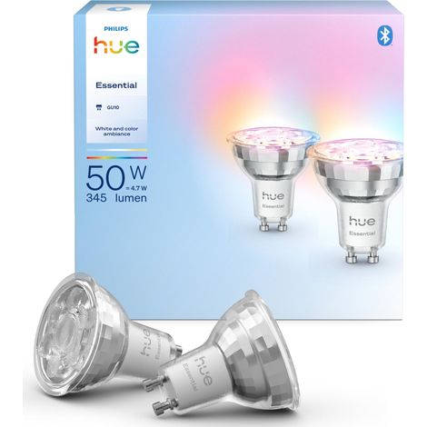PHILIPS HUE ESSENTIAL COLOR SMART SPOT LOT DE 2 AMPOULES 4,7 W GU10 345 LM 929004235702