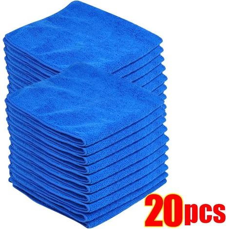 Mikrofaser-Reinigungstuch - 20 Stück (30 x 30 cm) - Ultra-absorbierendes Gewebe, das Schmutz und Flüssigkeiten aufnimmt und für ein streifenfreies, spiegelglattes Ergebnis sorgt, kratzfest und fusself