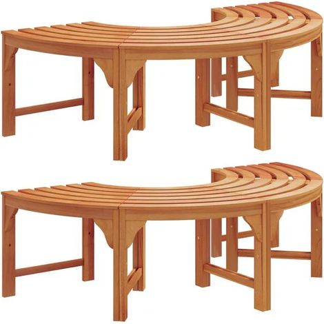 Banc en forme d'arbre, 8 places, ensemble de 2 pièces, 160 x 80 x 45 cm, couleur naturelle (1/5)