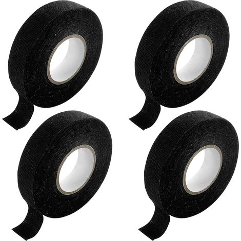 4 Pièces Ruban de Câbles Noir, 19mm x 15m, Ruban Adhésif Isolant, Auto-adhésif, pour Ménage Voiture Moto Faisceaux de Câbles (1/5)