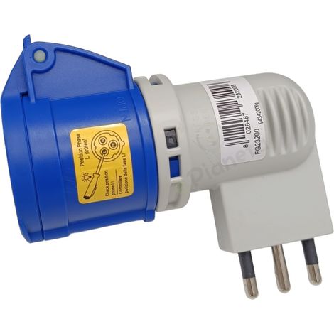 Adattatore da civile a industriale con spina presa CEE 2P + T 16A 230V 90° (1/4)