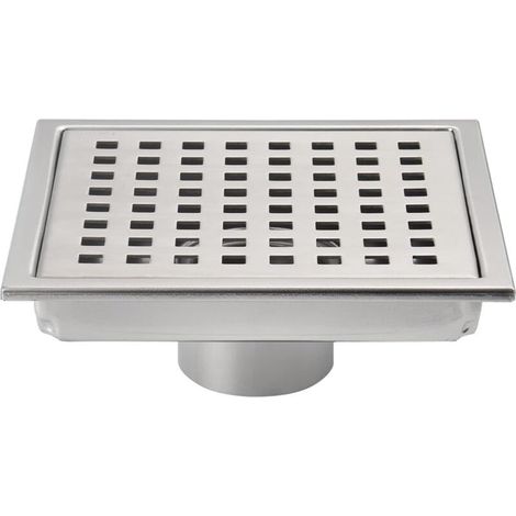 6-inch square floor drain, grate with removable cover, SUS304 stainless steel, brushed nickel