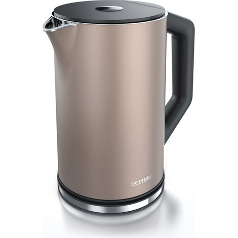 Arendo Wasserkocher 1,5 l 2200 W, Edelstahl, Doppelwand, Temperaturwahl 40 - 100°C mit Anzeige, beige (1/5)