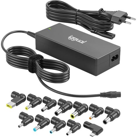 Chargeur Universel 90 W pour Ordinateur Portable - 11 connecteurs CC + 1 connecteur USB-C interchangeables, sélection Automatique de Tension, Compatible avec HP, Dell, Lenovo, ASUS, Acer, etc (1/5)