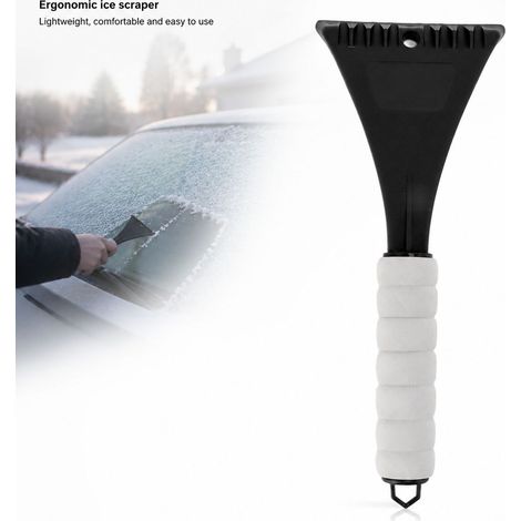 Raschietto per il ghiaccio per auto nero con impugnatura ergonomica in EVA, 27 cm, angoli arrotondati antigraffio, leggero e resistente per parabrezza (1/5)