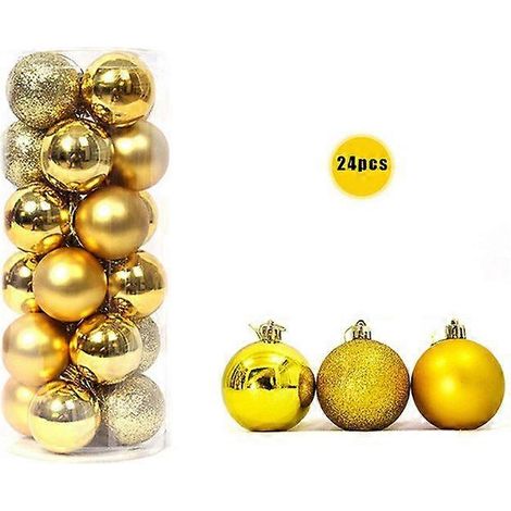 24 boules de Noël dorées de 4 cm, à suspendre au sapin pour décorer votre intérieur. Idéales pour Noël et le Nouvel An. (1/5)