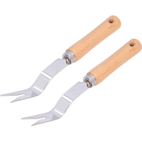 2 Pièces Désherbeur Manuel Jardin, Arrache Herbe Solide Acier Inoxydable pour Plantation Fleurs et Potager (1/5)