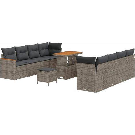 Maison Exclusive - Set Divano da Giardino con cuscino 12 pcs Grigio polyrattan