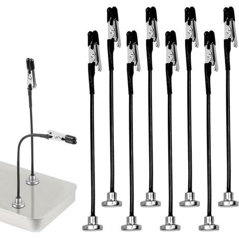 Mano d'aiuto con base magnetica e braccio flessibile - 8 pezzi - ausilio per saldatura di precisione - terza mano per saldatura - pratici accessori con bracci in metallo. (1/5)