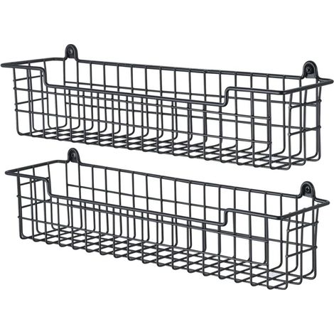 Wandregal für Gewürze, Ablage für Schranktüren, 2er-Set platzsparende Wandregale für die Küche, schwarz (1/4)