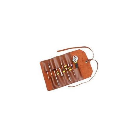 Pochette à outils portable, petite trousse à outils, sac de rangement pour outils, organisateur d'outils, sac de rangement en cuir, pochette à outils enroulable en cuir, sac à outils en cuir. (1/5)