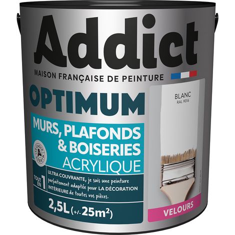 Peinture Reca Optimum Murs Plafonds Et Boiseries Acrylique Velours Blanc 2,5l - Addict