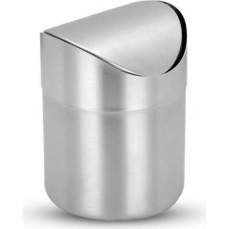 Poubelle Salle De Bain - Acier Inoxydable - Couvercle Rotatif - Systeme Deodorant Integre - Anti Corrosion - 1 Unite (1/3)