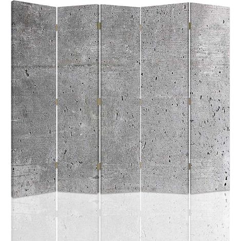 Paravent Design Effet Béton pour Intérieur Moderne - 180 x 180 cm - 1 face déco, 1 face noir (1/5)