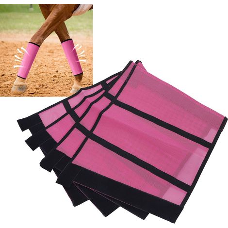 Protectores ligeros y transpirables para las patas del caballo: malla Teslin, 4 fundas de protección contra moscas y golpes para deportes ecuestres. (1/5)