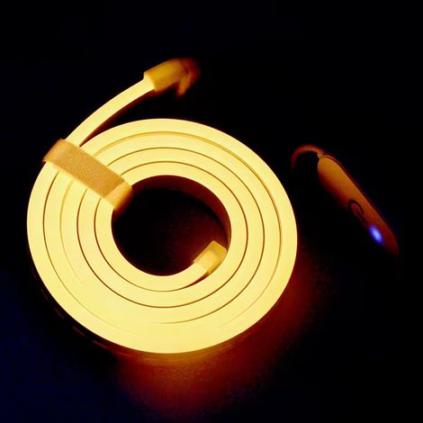 Bande Néon Flexible LED – USB, Dimmer tactile progressif, Clips, 1m, Lumière chaude. (1/5)