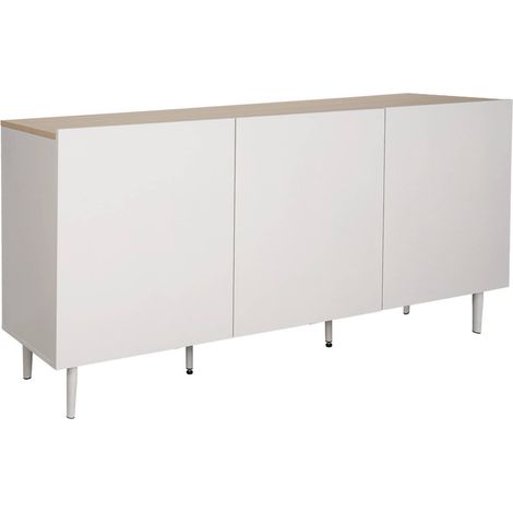 Sideboard metal and wood decor 3 doors 150 cm beige and natural - Ashton