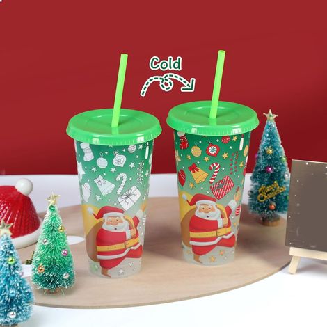 Tasse Thermochromique - 710 ml - Design Père Noël - Résistant aux Chutes - Sans BPA - Réutilisable - Pour Adultes et Enfants - 1 Pièce (1/5)