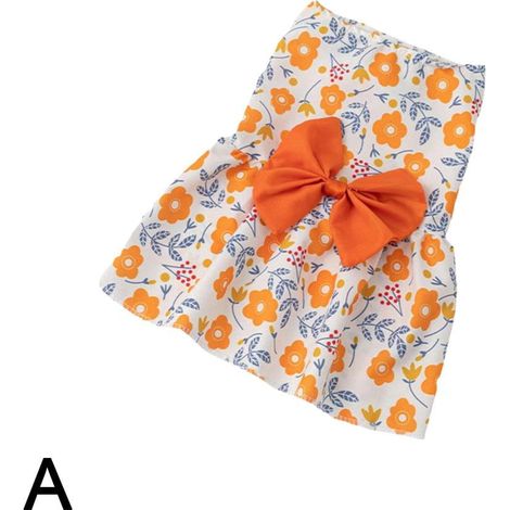 Robe Pour Chien - Imprimé Fleur - Taille S - Tour De Poitrine 34 Cm - Longueur Dos 24 Cm - Polyester - Pour Chiens Et Chats Nains - 1 Pièce