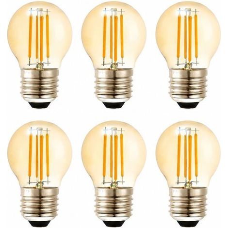Lot de 6 ampoules LED E27 G45, filament style Edison, verre bronze épais, 2700K sans scintillement, pour salon, chambre, café, bar, décoration vintage (1/5)