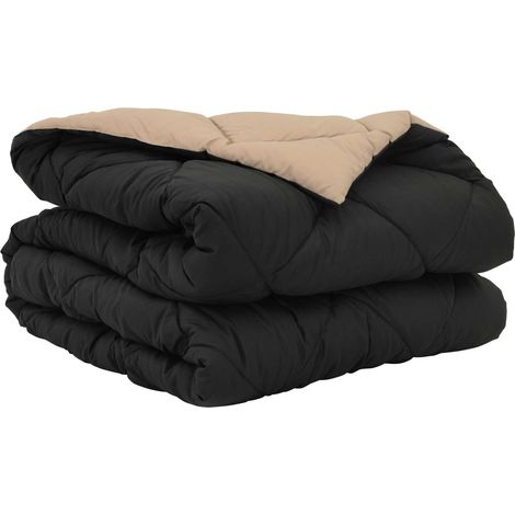 Duvet d'été simple Noir et Taupe 200 x 155 cm Microfibre