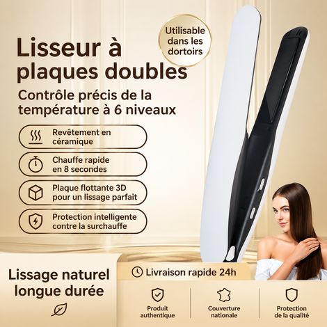 Lisseur boucleur sans fil 2 en 1 fer à lisser et boucler portable ions négatifs céramique 35W blanc laiteux pour maison et voyage – Livraison gratuite (1/5)