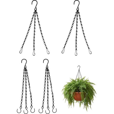 Lot de 10 Chaînes de Suspension pour Plantes – métal Noir réglable, Support Solide 3 Points, Usage intérieur et extérieur pour Pots de Fleurs, lanternes et décorations (1/5)