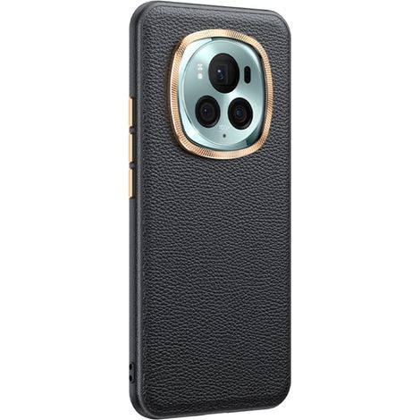 Custodia in pelle per Honor Magic 6 Pro 5G, ibrida in pelle, nera (1/5)