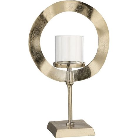 Photophore verre et pied métal doré Narsh 28 cm (1/3)