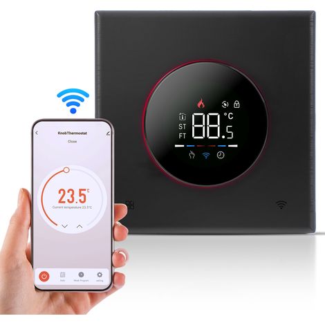 Eosnow Smarter Thermostat für Hauswasser, elektrische Heizung, Gaskessel, WLAN, Klimaanlage, mit APP/Sprachsteuerung, VA, digitaler Touchscreen, buntes Licht und verstellbarer Knopf, 5+1+1 wöchentlich
