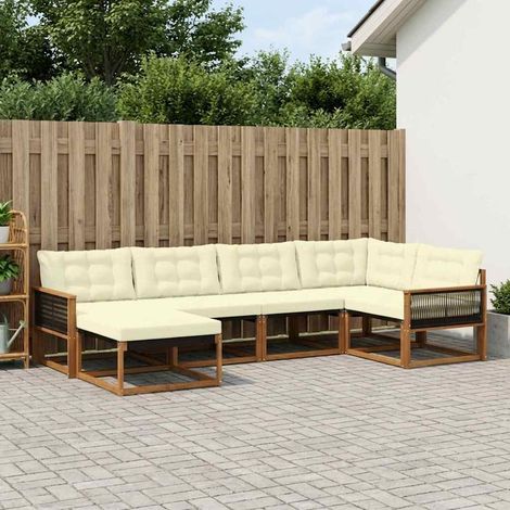vidaXL Outdoor-Sofagarnitur mit Kissen 6 pcs Natur und Creme (1/5)