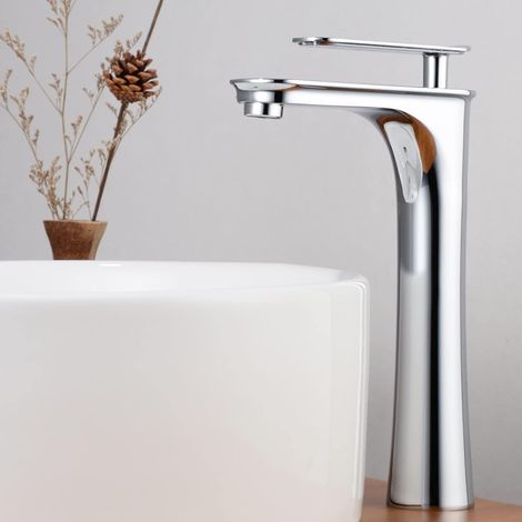 Robinet de lavabo, cuivre, noir, surélevé, eau chaude/froide (1/5)
