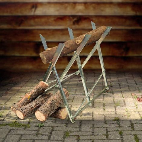 Haloyo® Cavallo da sega in legno Acciaio,Acciaio,84 x 80 x 80 cm,Zincato bianco argento (1/5)