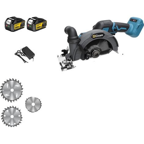 Scie circulaire, moteur sans balais, coupe à biseau réglable, 2 Batterie (1/2)