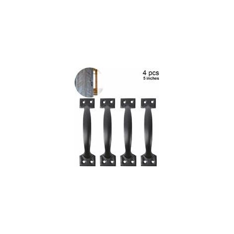 4-piece barn door handles, door handles for wooden fences, vintage cabinet handle for kitchen cabinets, furniture drawer hardware, 5 inches, black (1/5)