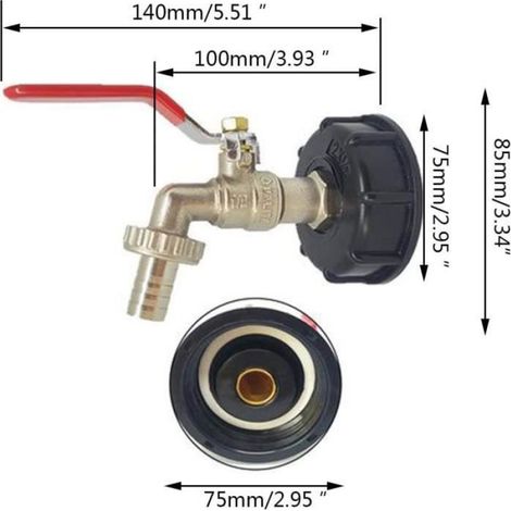 Adaptateur IBC - Robinet Cuve 1000L - Laiton - Connecteur Détachable - Compatible Conteneurs Standard (1/4)
