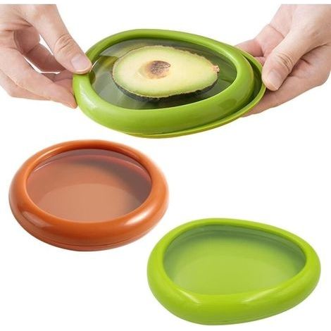 2 Pièces Conteneurs de Conservation des Aliments pour Avocat Tomate, Boîtes de Rangement Réutilisables en Silicone pour Fruits et Légumes, Fruit and Vegetable Anti-oxidation silicone Fruit Storage Box (1/4)