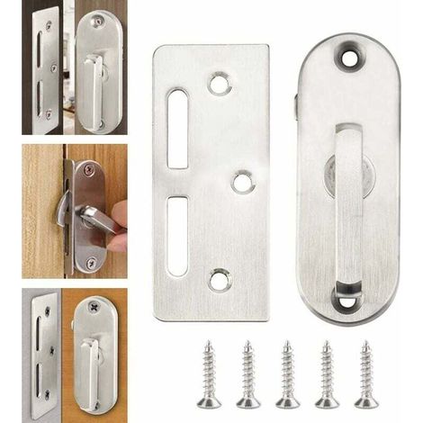 Stainless Steel Door Lock, Rustproof Deadbolt, Screw-On Sliding Door Lock, Security Lock, Door Closer, Garage Door Deadbolt, Barn Door Lock, Garage Security – 8531mm